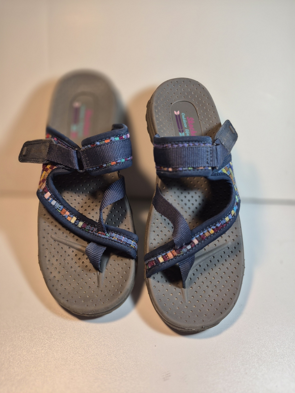 Skechers Navy Multicolor Strap Sandals